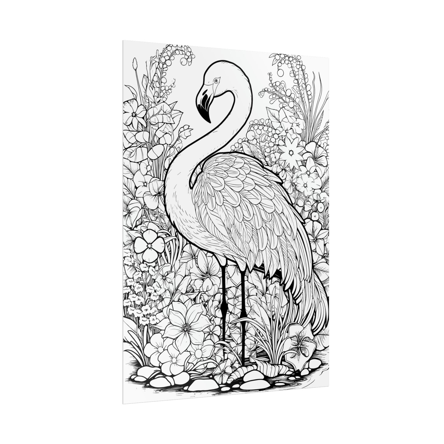 Flamingo Exotic Bird Coloring Art Posters