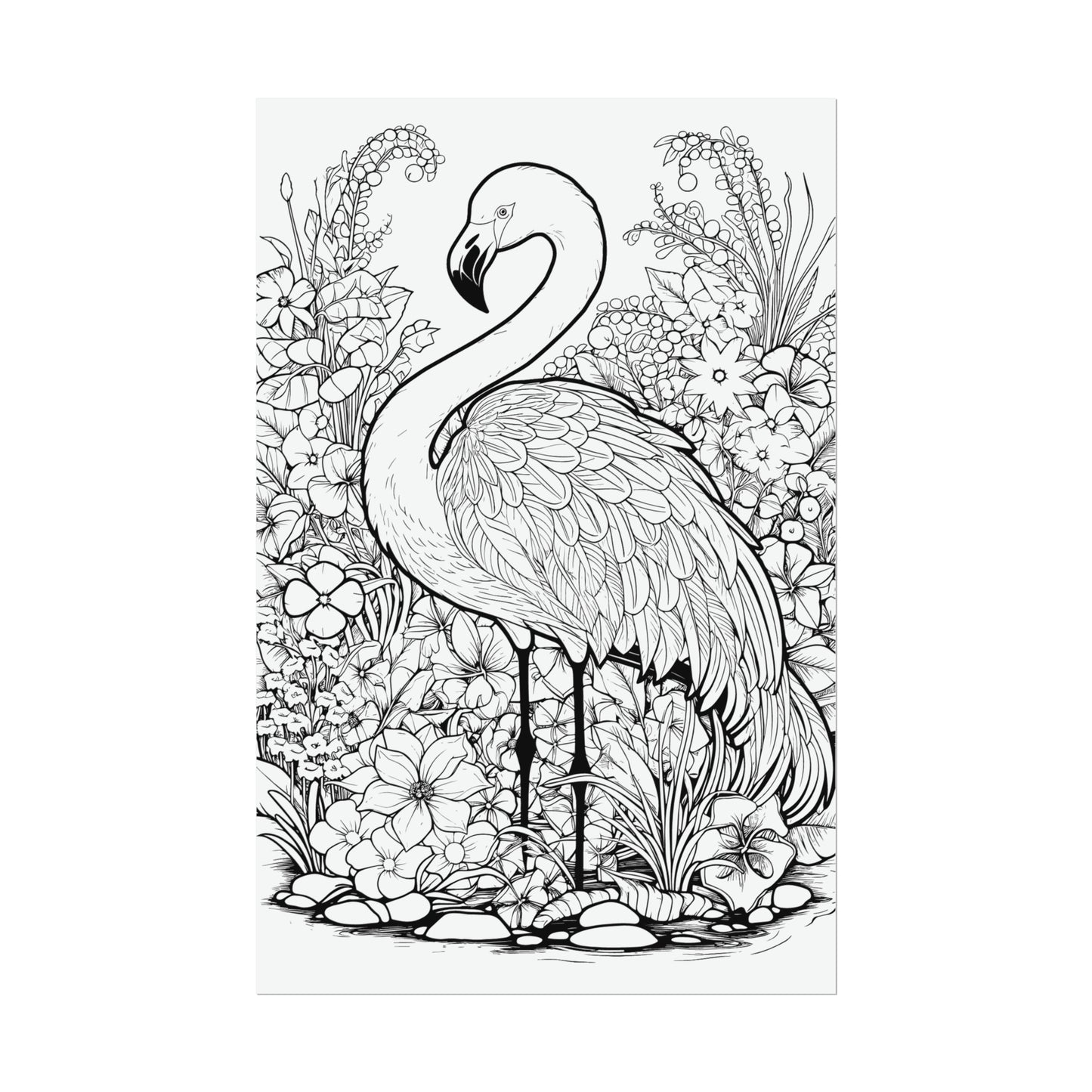 Flamingo Exotic Bird Coloring Art Posters