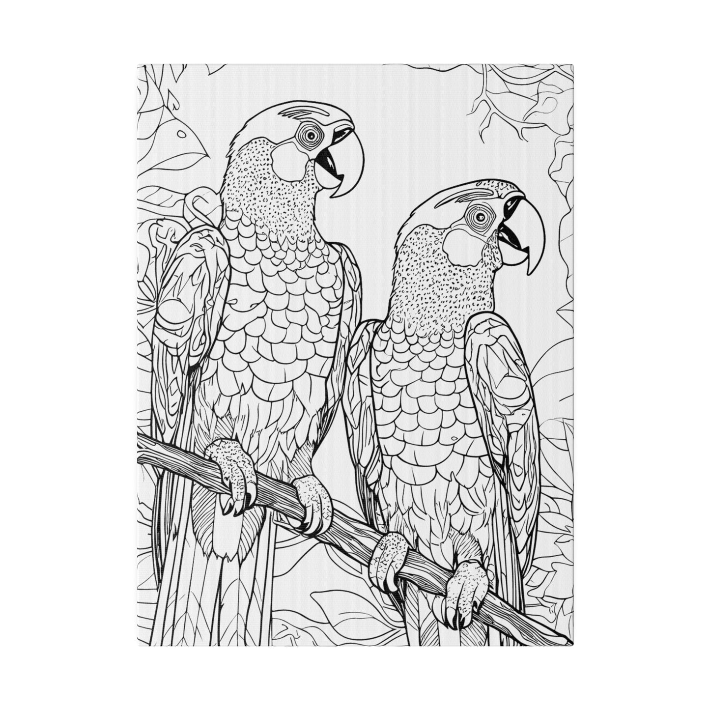 Macaw Parrots Coloring Canvas, Stretched, 0.75"