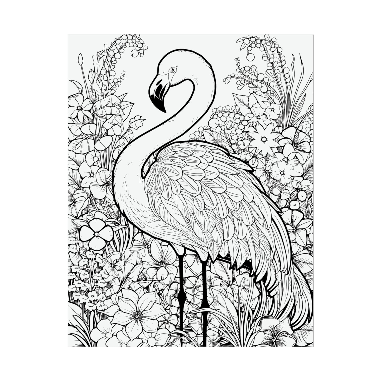 Flamingo Exotic Bird Coloring Art Posters