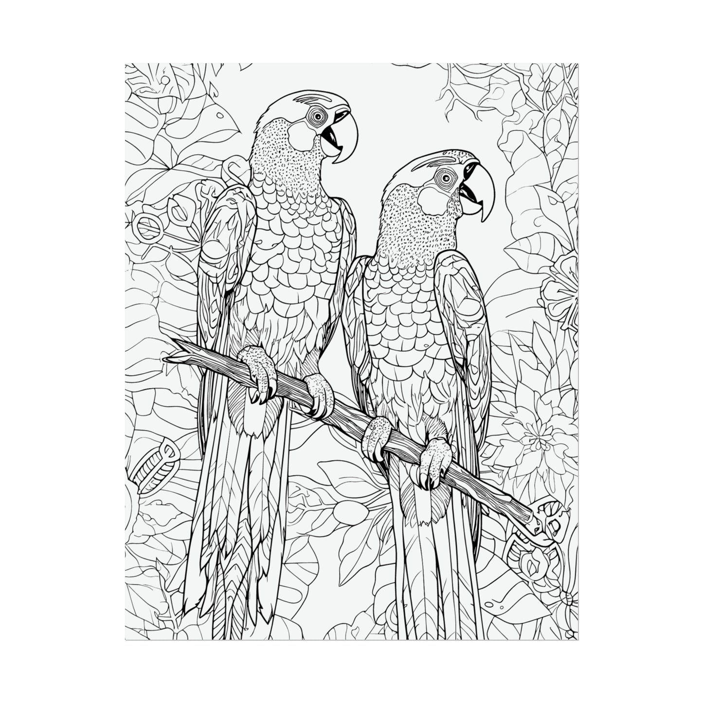 Macaw Parrots Exotic Bird Coloring Art Posters