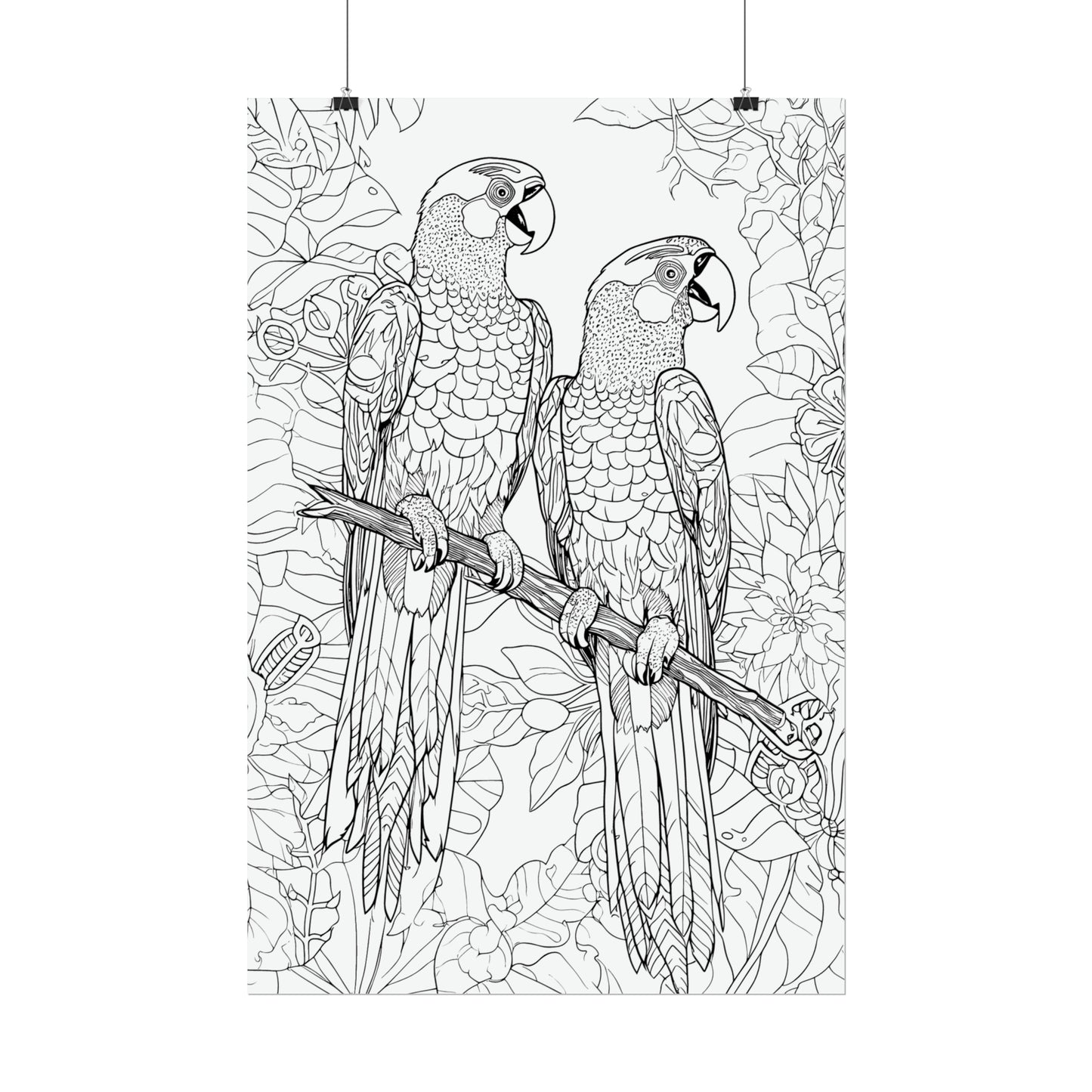 Macaw Parrots Exotic Bird Coloring Art Posters