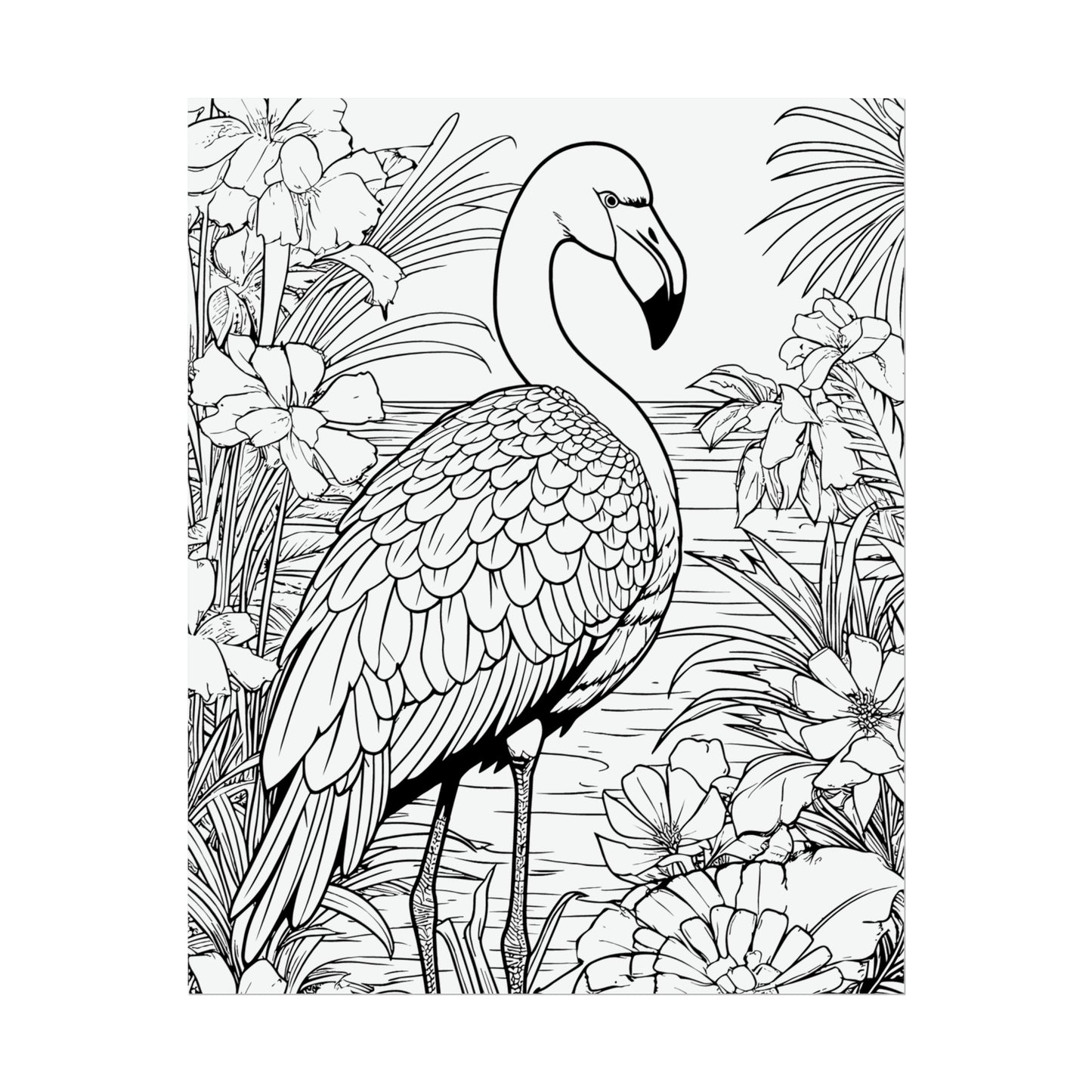 Flamingo Exotic Bird Coloring Art Posters