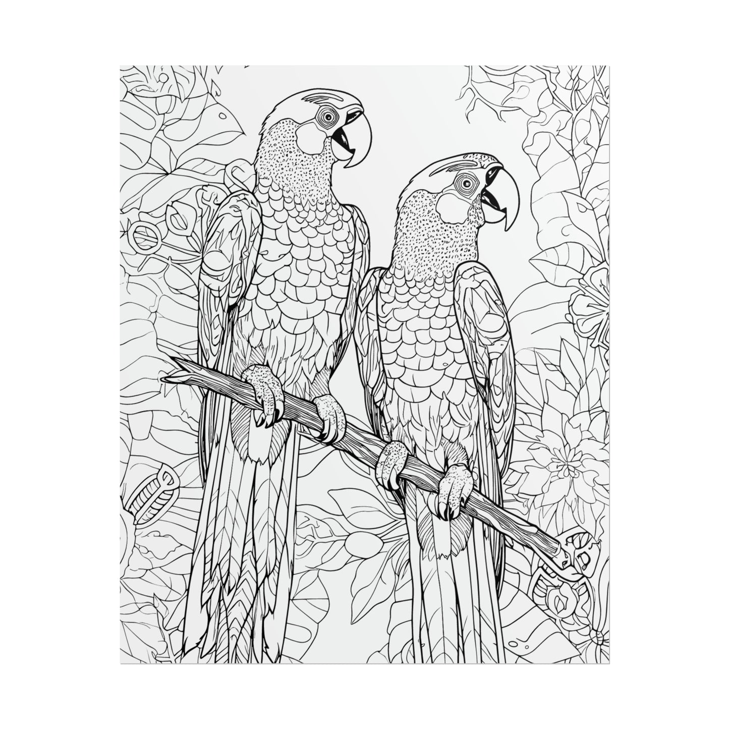 Macaw Parrots Exotic Bird Coloring Art Posters