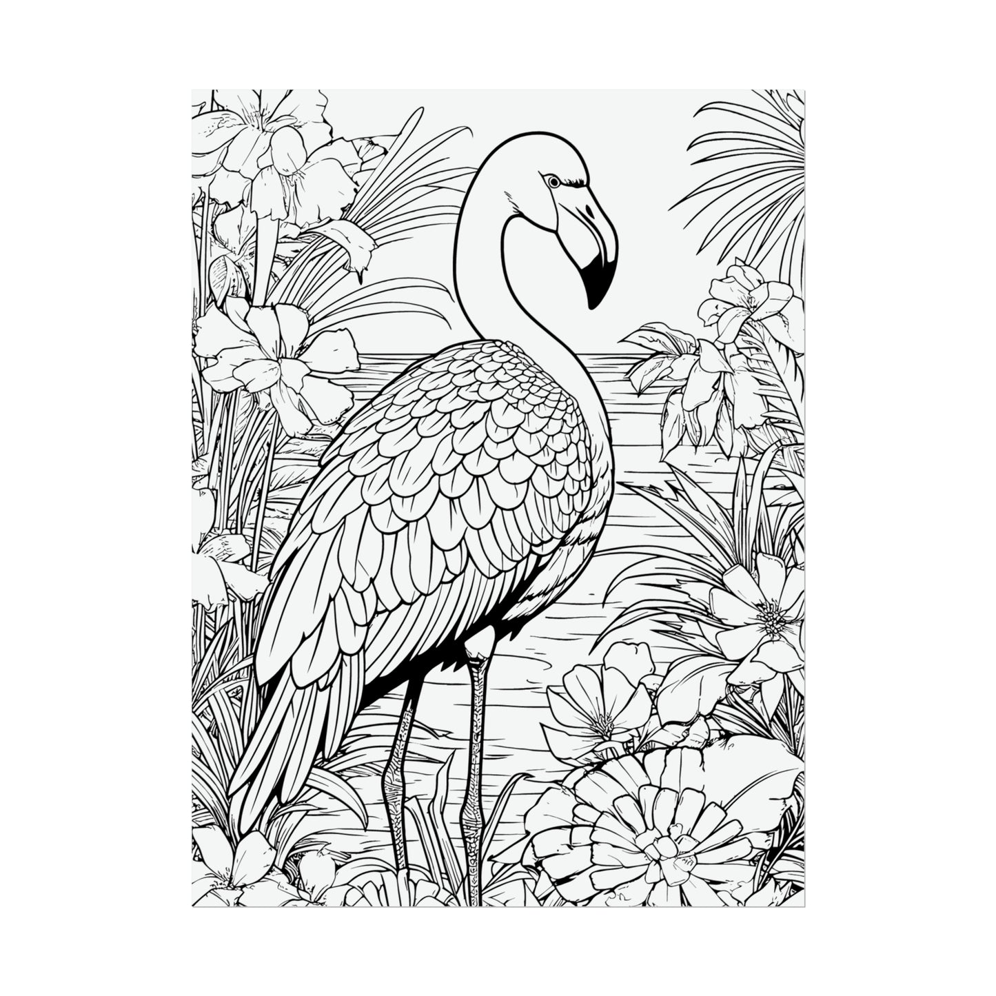 Flamingo Exotic Bird Coloring Art Posters