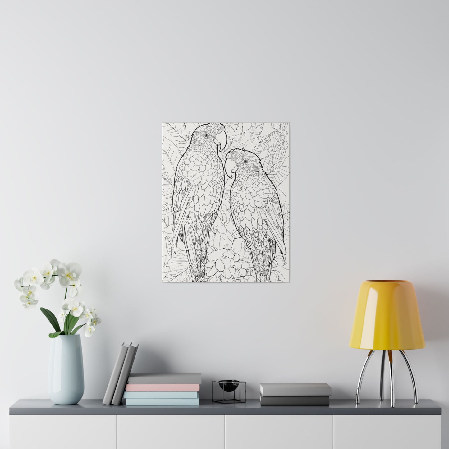 Amazon Parrots Coloring Canvas, Stretched, 0.75"