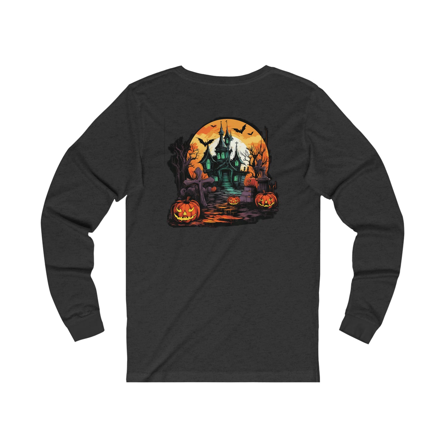 Haunted House and Witch Unisex Jersey Long Sleeve Tee