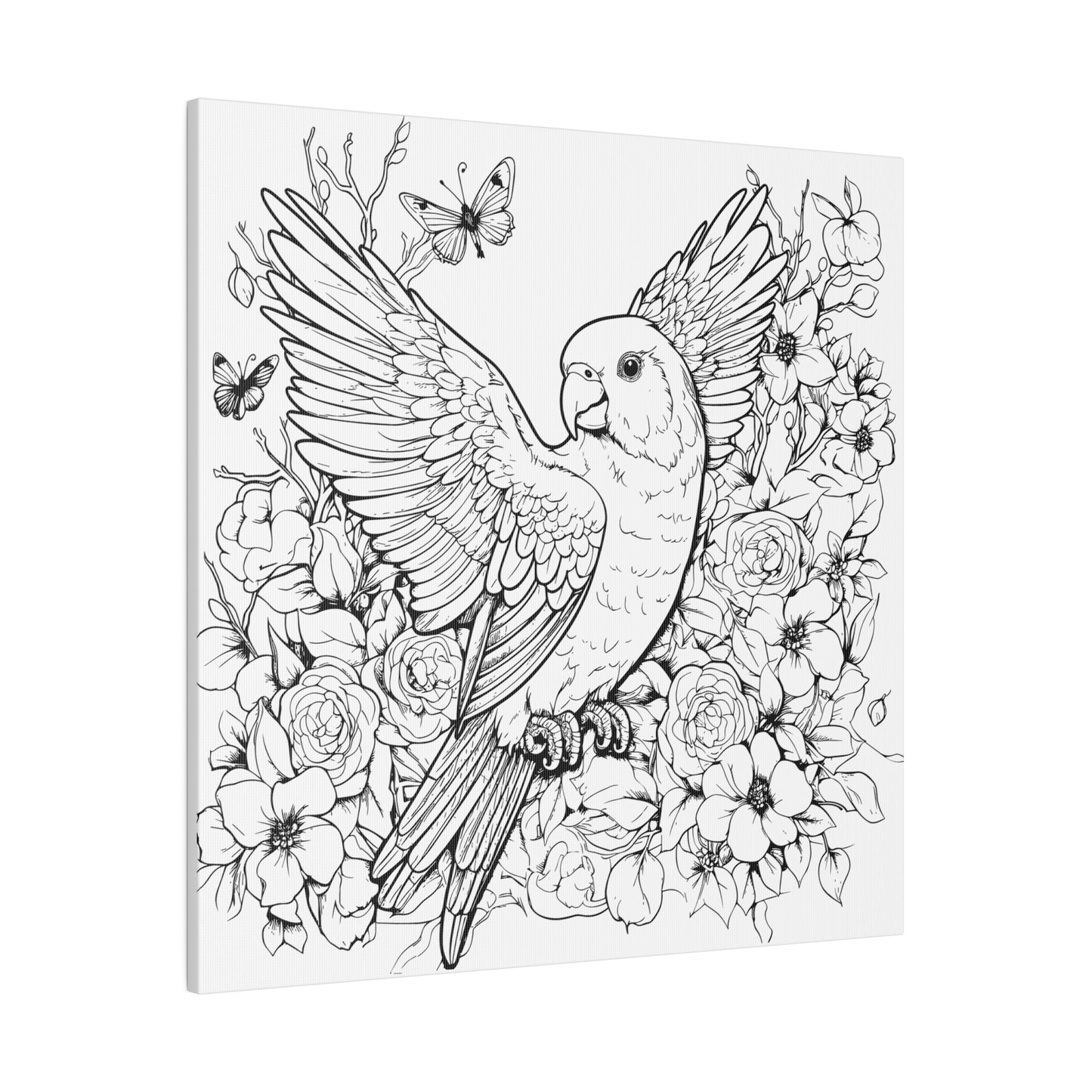 Parakeet Coloring Canvas, Stretched, 0.75"