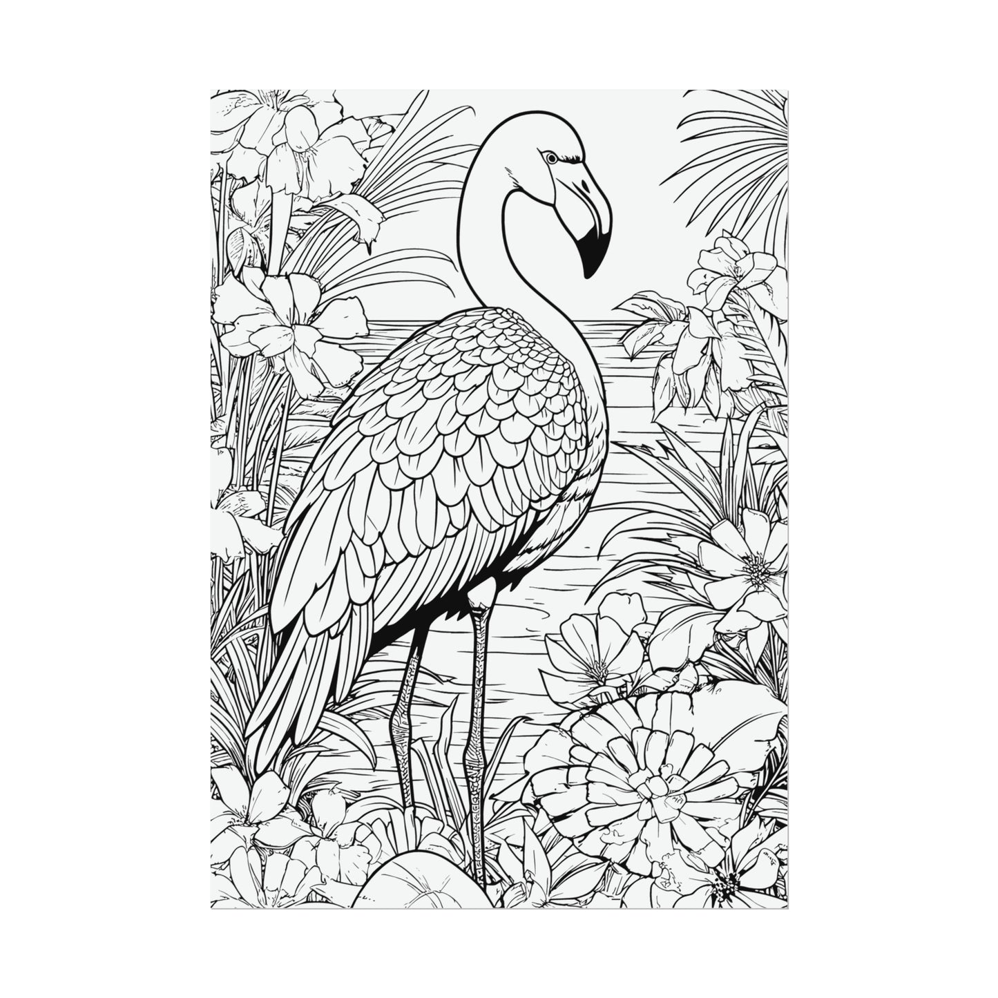 Flamingo Exotic Bird Coloring Art Posters