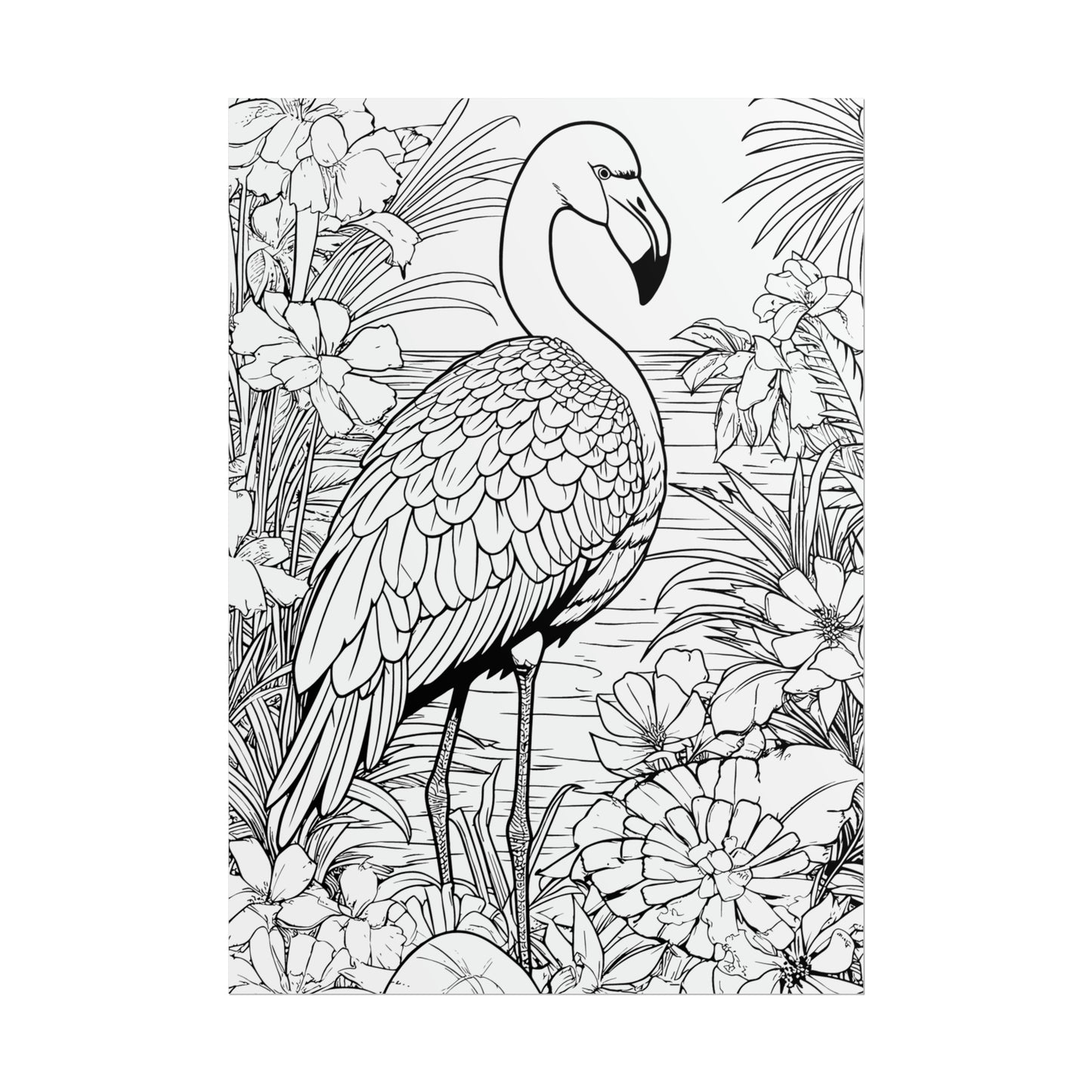 Flamingo Exotic Bird Coloring Art Posters